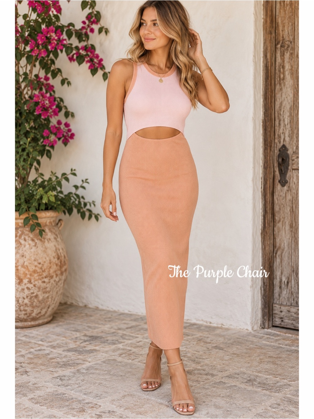 PETAL & PUP NWT Sleeveless Sofi Ribbed Cut-Out Midi Bodycon Dress *Splice XS/S
